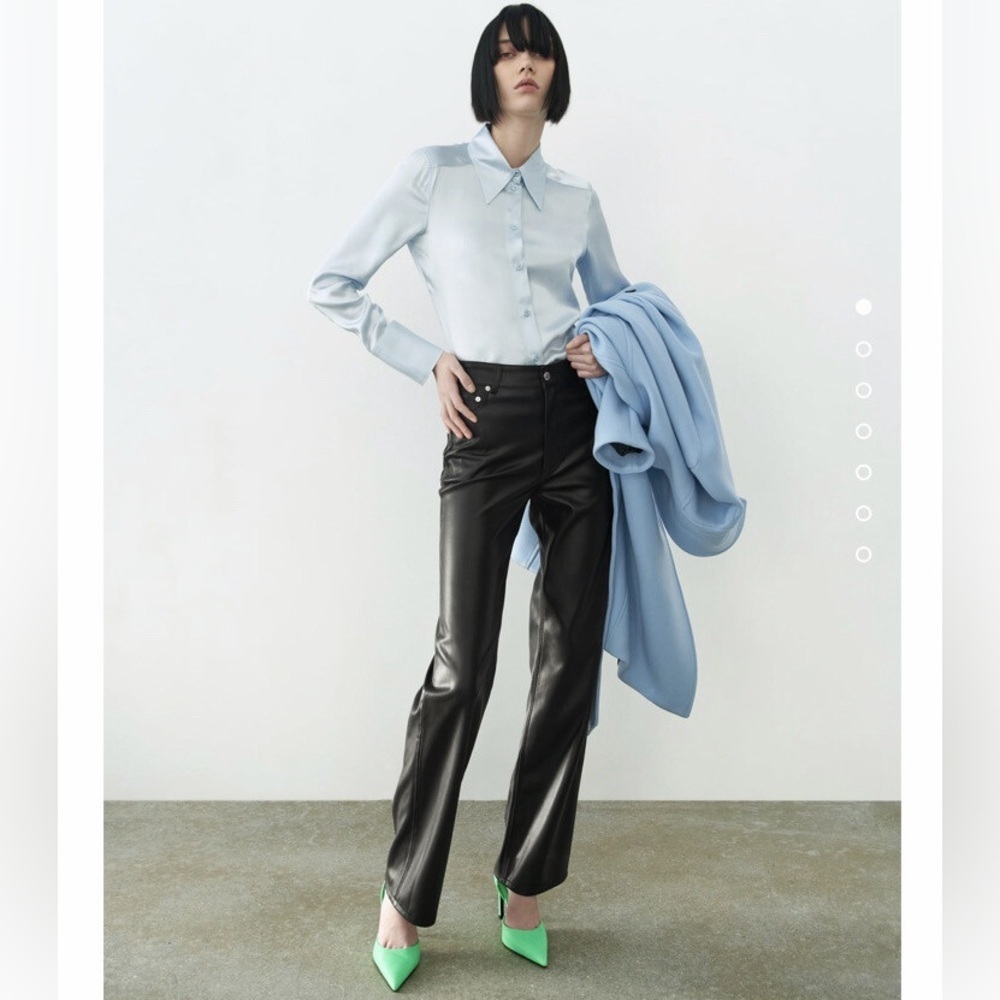 Zara FAUX THE ‘90S LEATHER PANTS Full Length Size USA 2